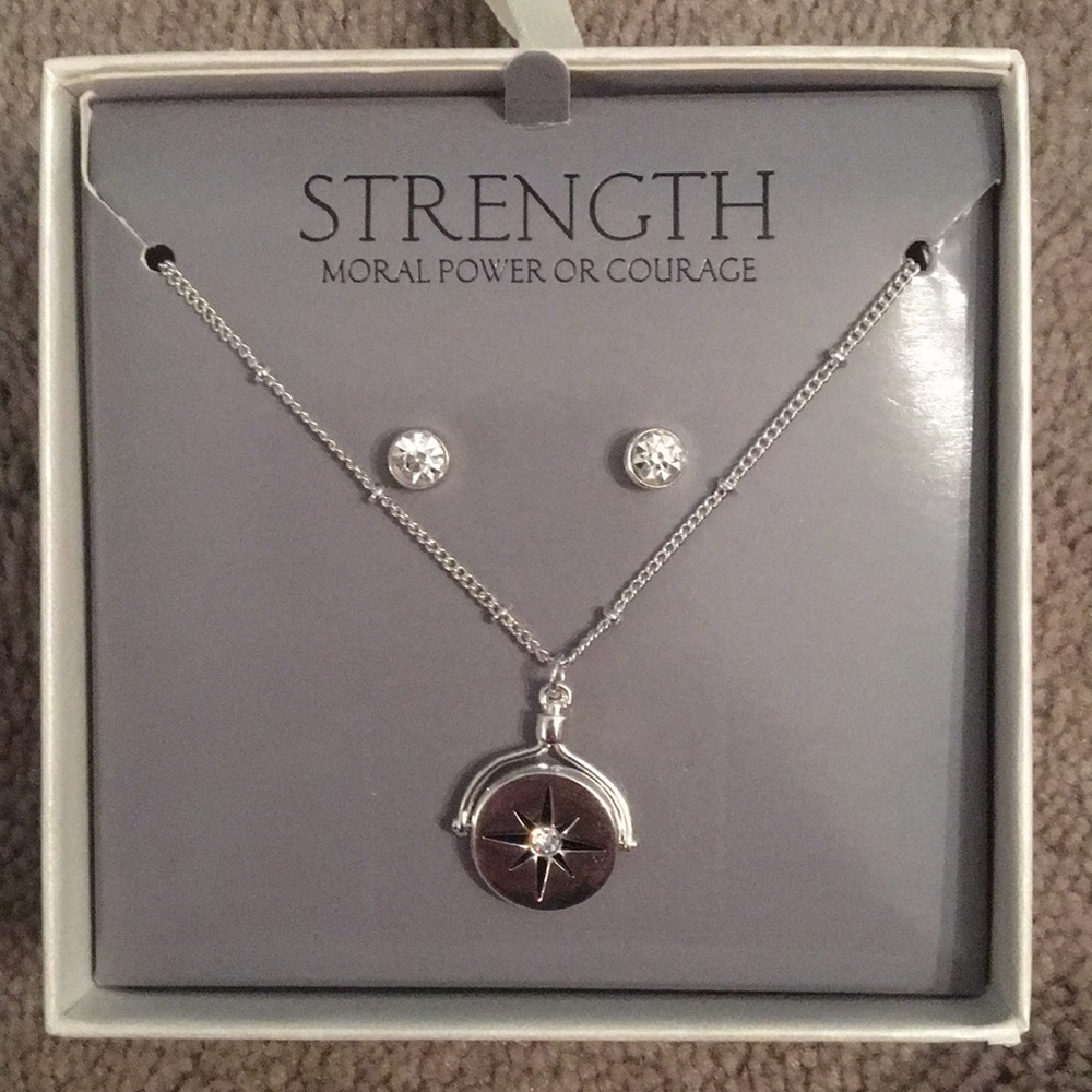 Silver necklace and earrings